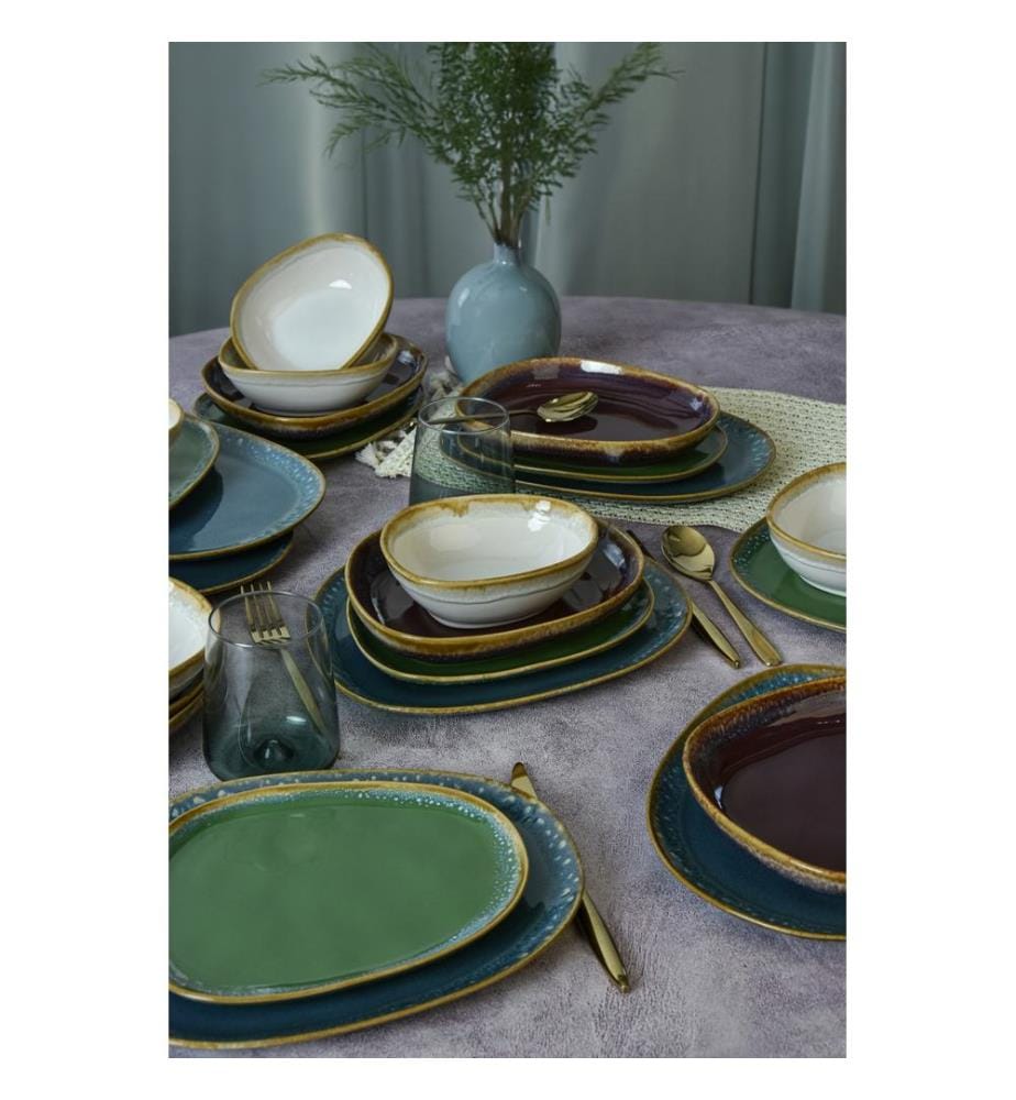 Service de table en céramique, 24 pièces, multicolore, 100 % grès cérame