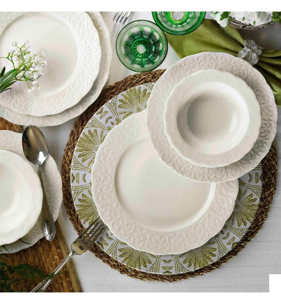 Service de table 24 pièces, blanc, 100 % porcelaine