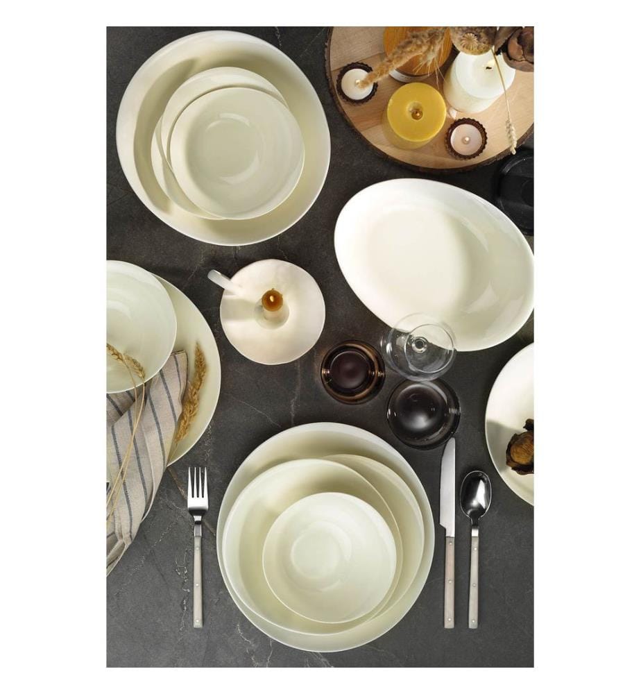 Service de table 26 pièces, couleur crème, 100 % porcelaine
