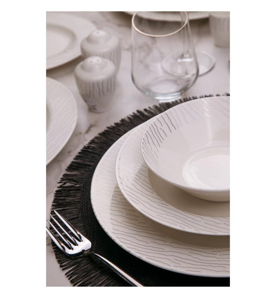 Service de table, 62 pièces, blanc, 100 % porcelaine