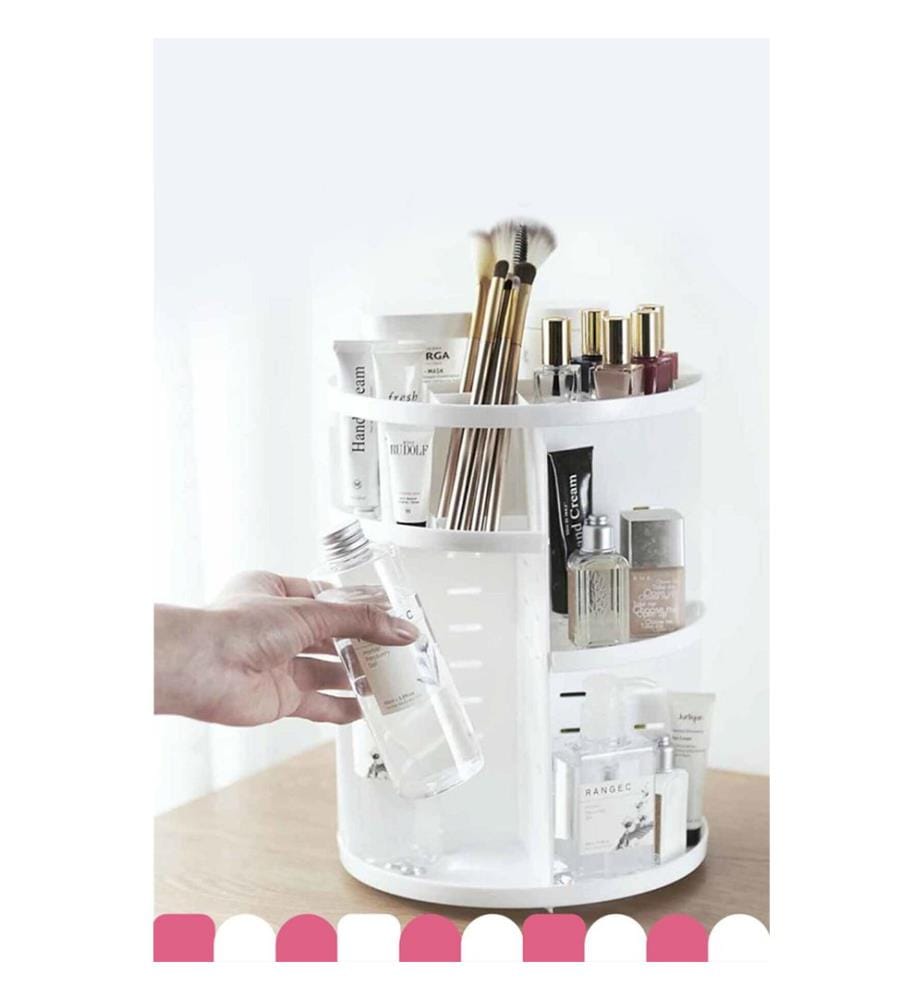 Organisateur de maquillage, blanc, en plastique, sans BPA