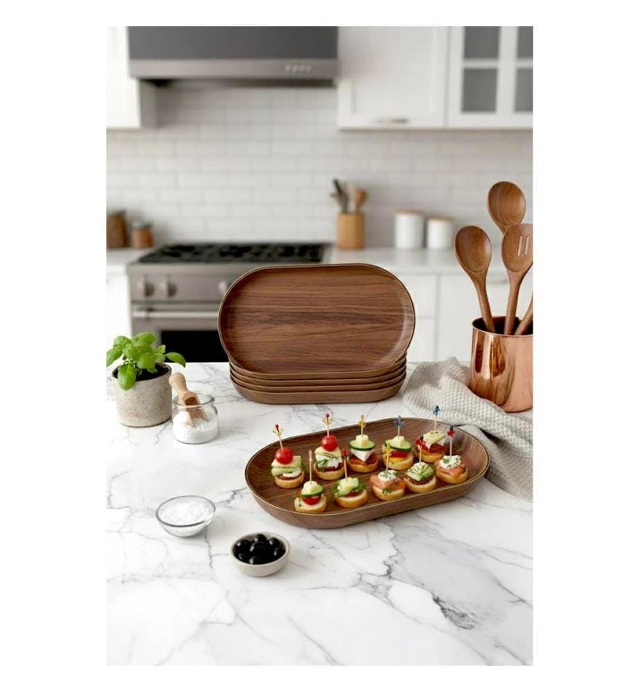 Service de présentation alimentaire, noyer, 100 % verre