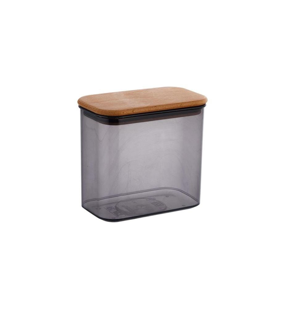 Boîte de rangement, Anthracite, plastique et bois