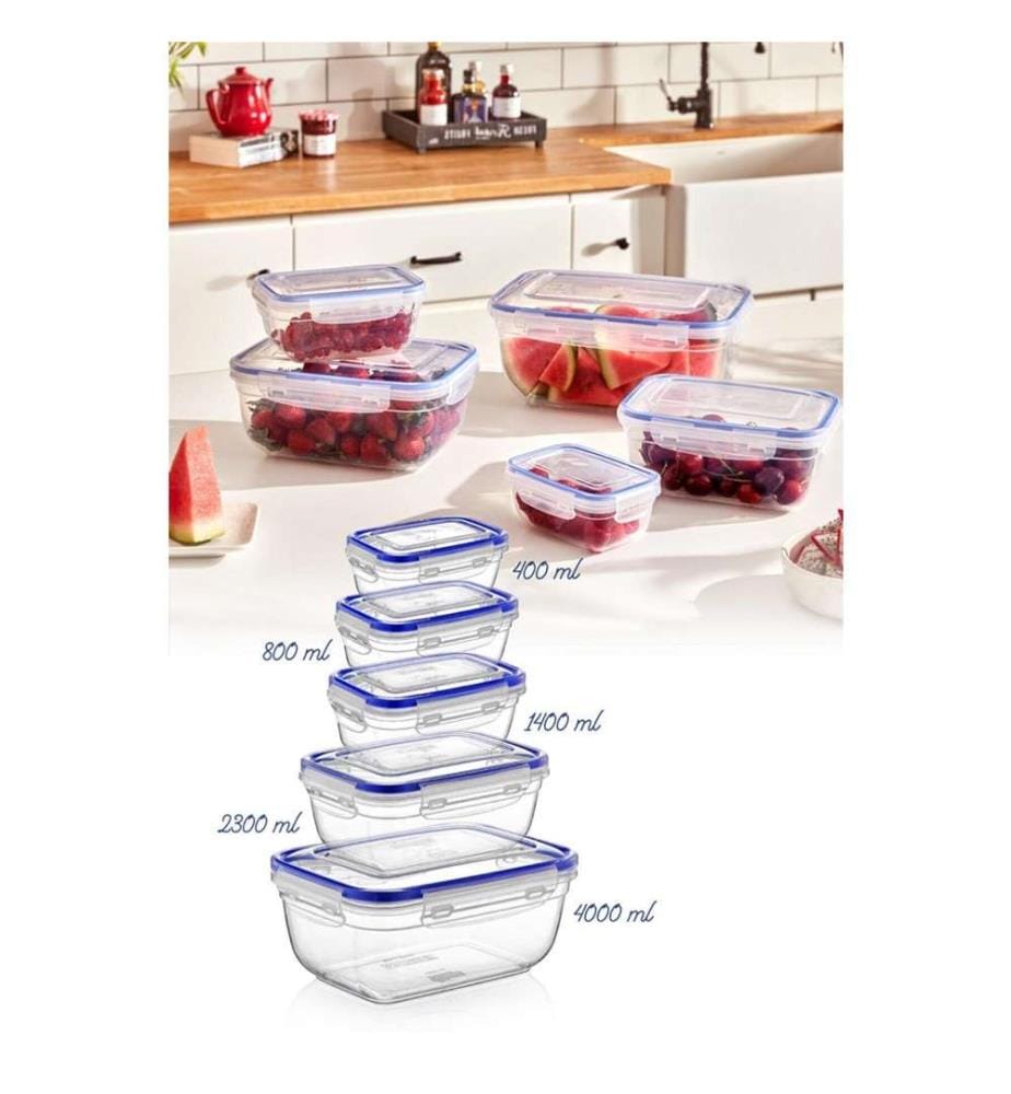 Boîte de rangement, 5 pièces, transparente, en plastique, sans Bpa