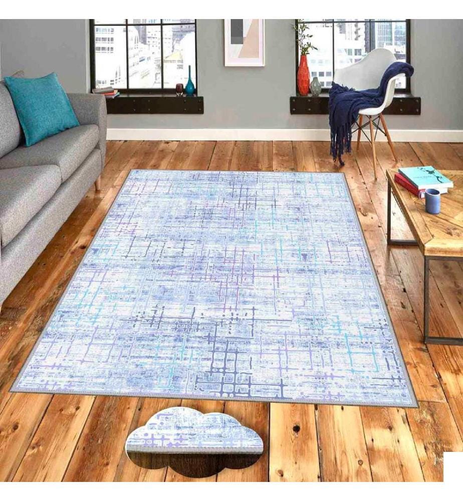 Tapis, blanc, lilas, bleu, bleu marine, 100% polyester, 80 x 120 cm