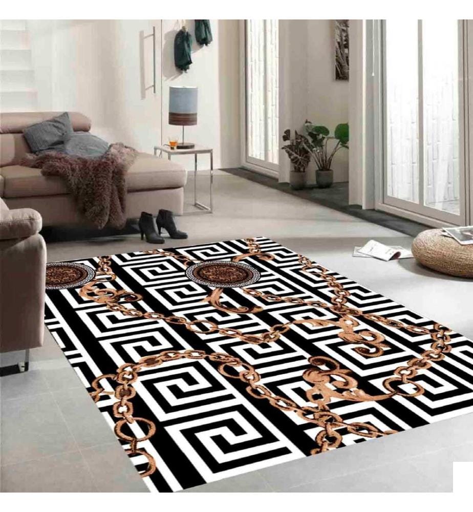 Tapis, brun, noir, blanc, 100 % polyester, 100 x 200 cm