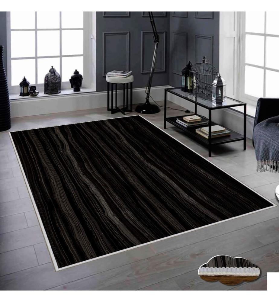Tapis, or, noir, 100% polyester, 80 x 200 cm