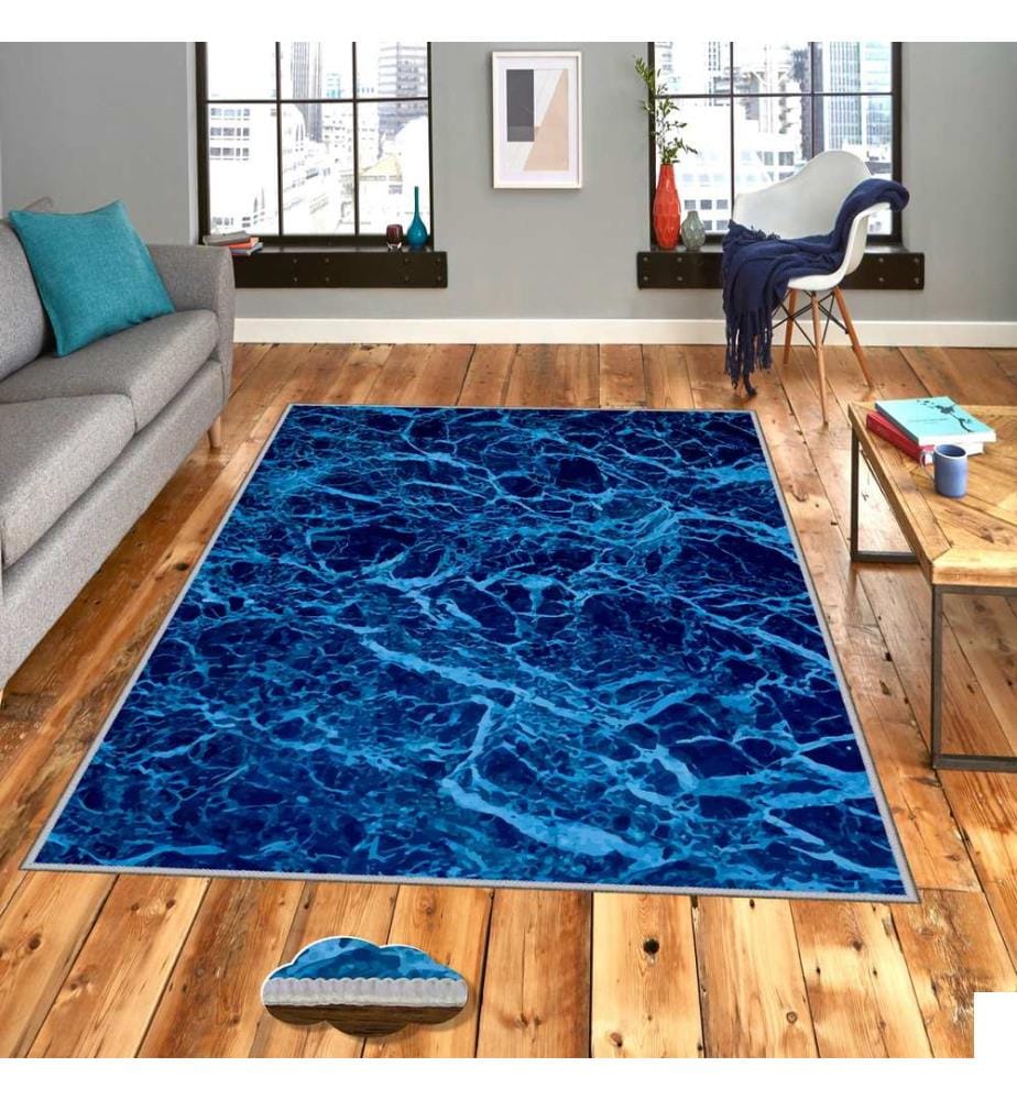 Tapis, bleu, bleu marine, 100% polyester, 180 x 280 cm