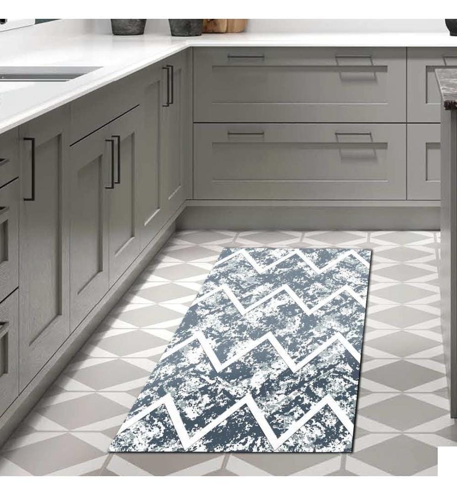 Tapis, bleu, 100% polyester, 100 x 300 cm
