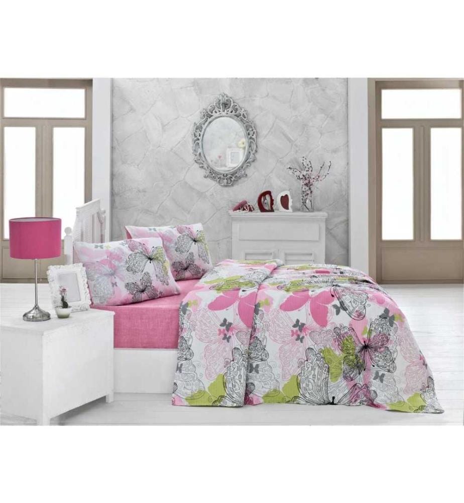 Piqué simple, rose blanc vert noir, coton, 260 gr-m²,