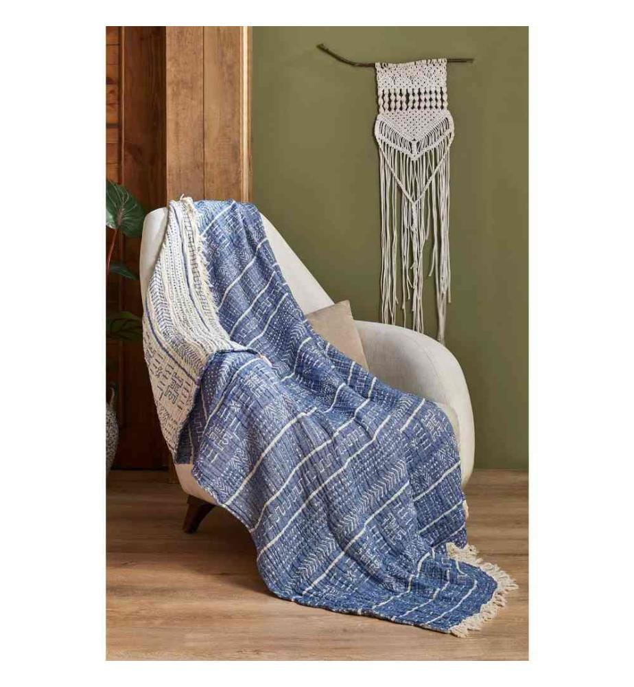 Housse de canapé, bleu, coton