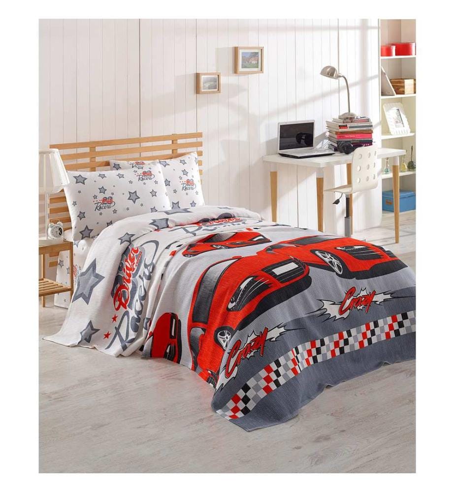 Piqué simple, blanc, gris, rouge, 100 % COTON