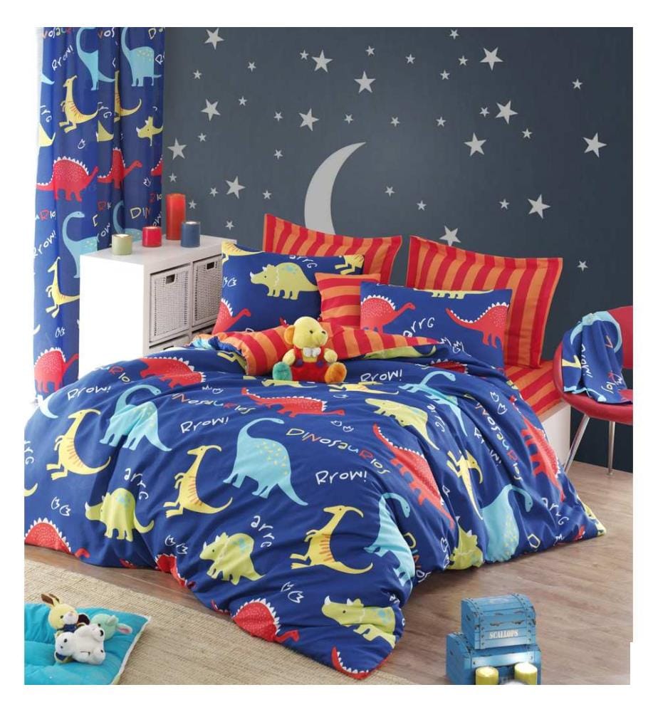 Housse de couette King, bleu, rouge, jaune, 65% coton / 35% polyester