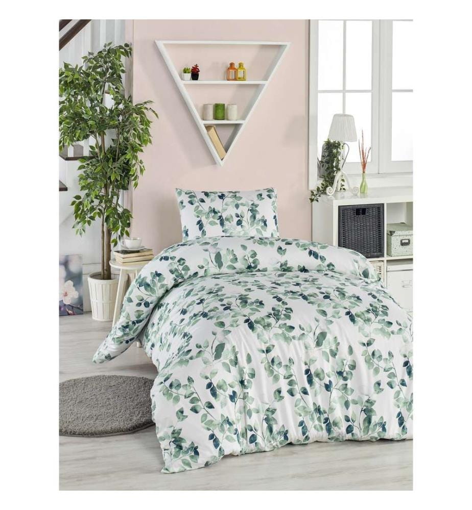 Housse de couette simple, Vert, Blanc, Noir, 65% Coton / 35% Polyester