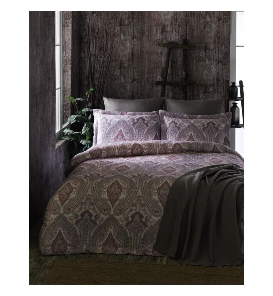 Housse de couette Satin King, rouge, blanc, rose, gris, 100% coton Satin