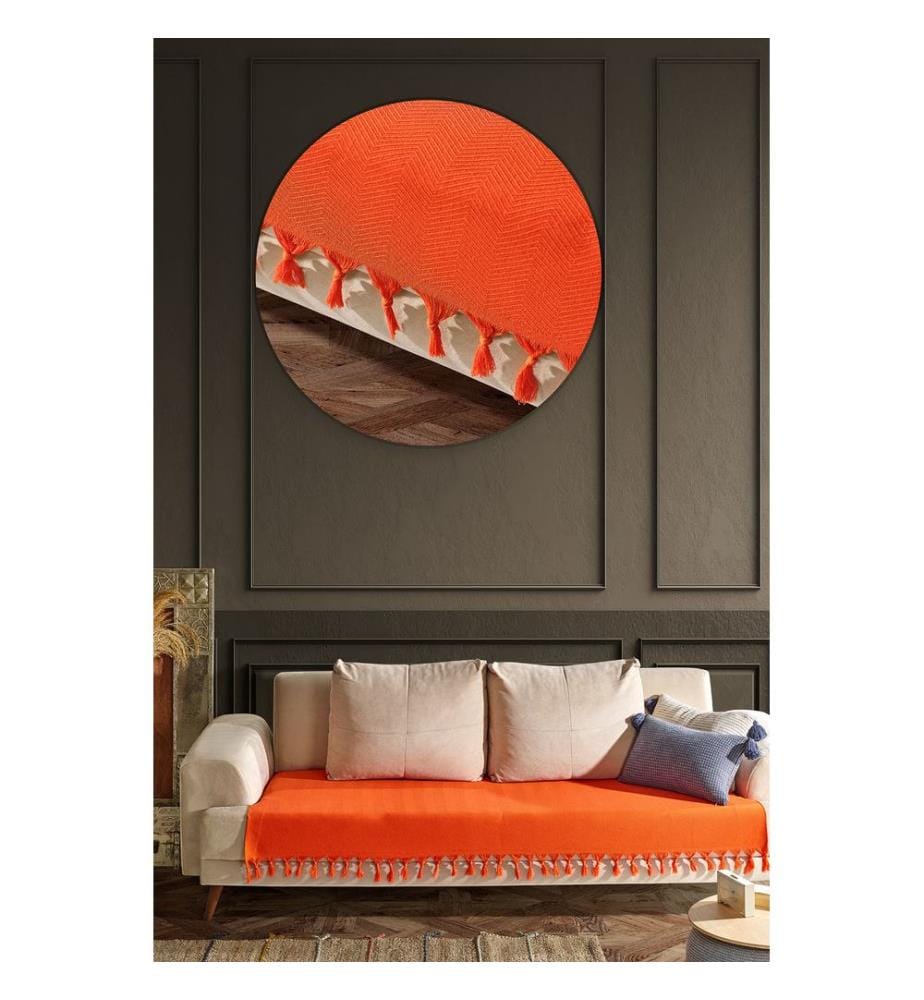 Couverture De Canapé, Orange, 70% De Coton , 30% De Polyester
