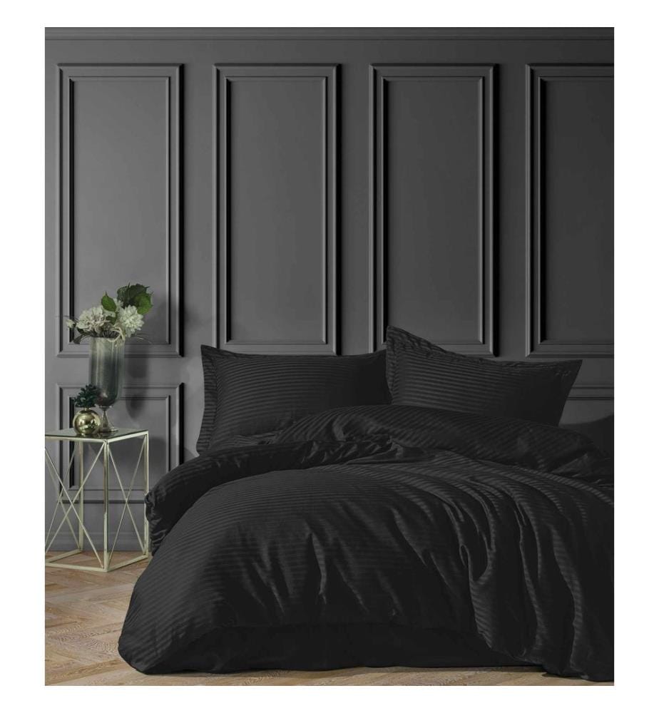 Housse de couette Satin King, FR, 100 % satin de coton, noir