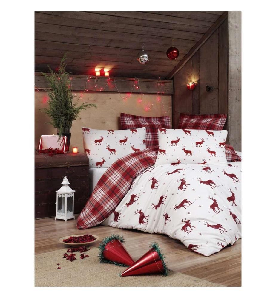 Housse de couette simple XL, DE, 65 % coton / 35 % polyester, rouge bordeaux, blanc