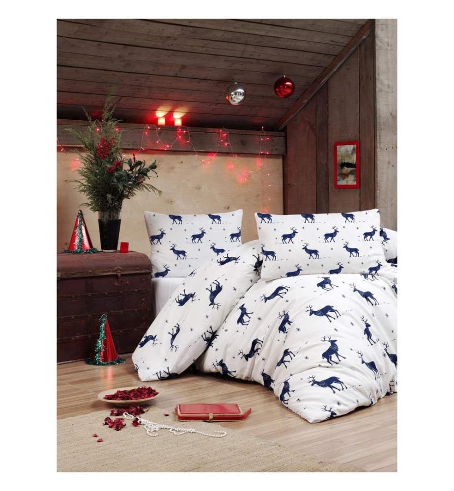 Housse de couette simple XL, DE, 65 % coton / 35 % polyester, bleu foncé, blanc