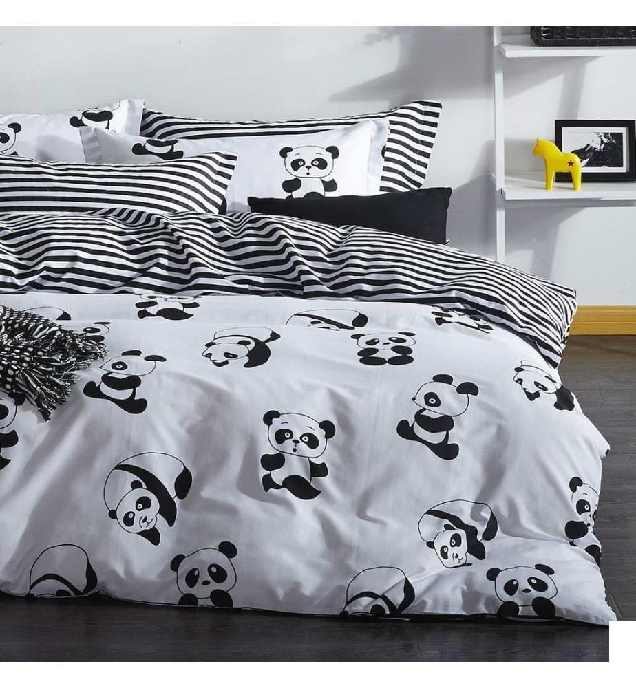 Housse de couette Super King, FR, 65 % coton / 35 % polyester, noir et blanc