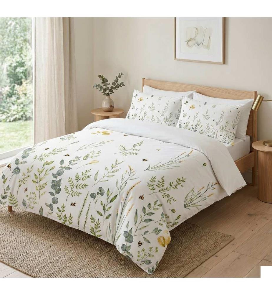 Housse de couette Super King, FR, 70 % coton / 30 % polyester, blanc, jaune, vert