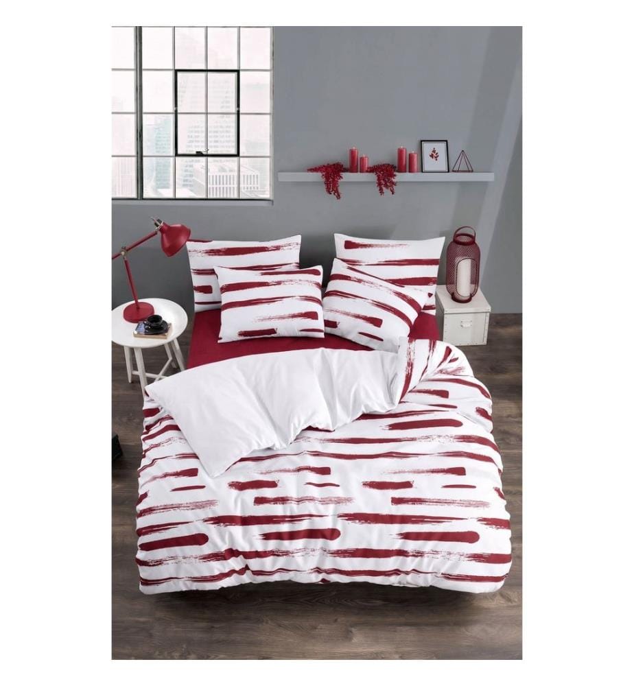 Housse de couette double, FR, 70 % coton / 30 % polyester, rouge