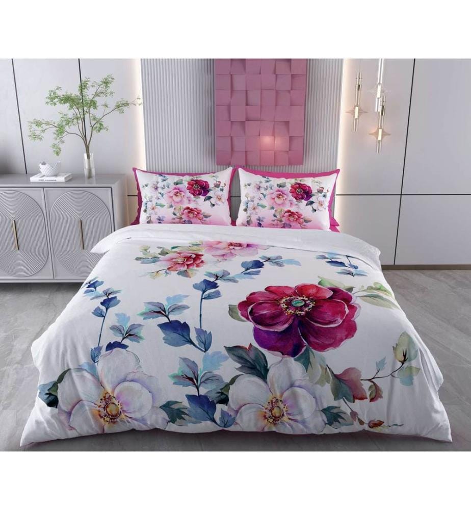 Housse de couette King, FR, 70 % coton / 30 % polyester, blanc, vert, bleu, rouge, violet