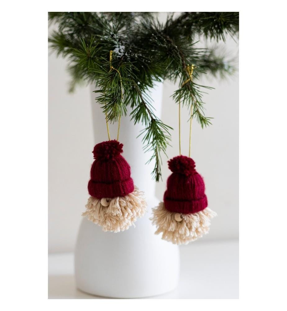 Décoration pour sapin de Noël, rouge bordeaux, crème, 100 % CORDE