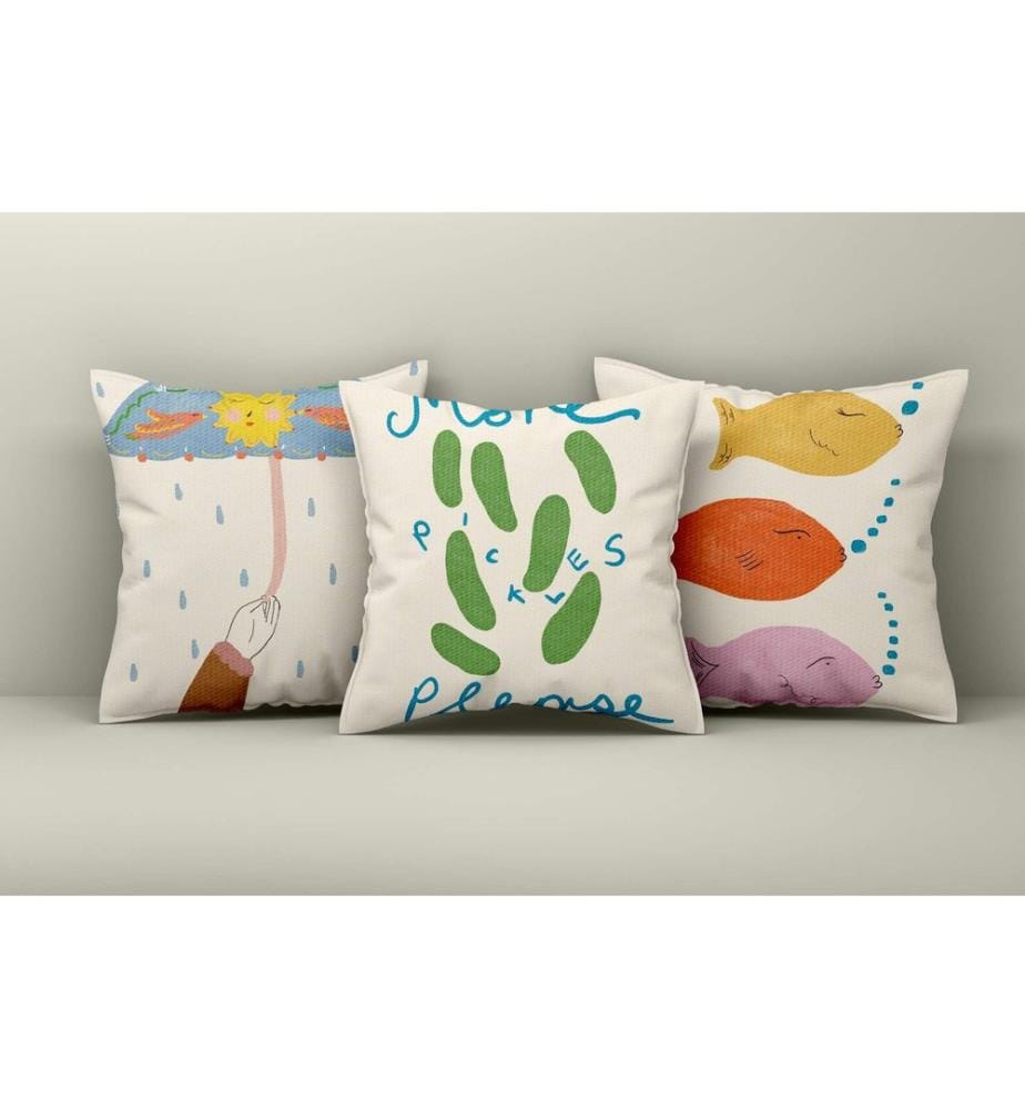 Ensemble de housses de coussin, 3 pièces, multicolore, 50 % COTON / 50 % POLYESTER