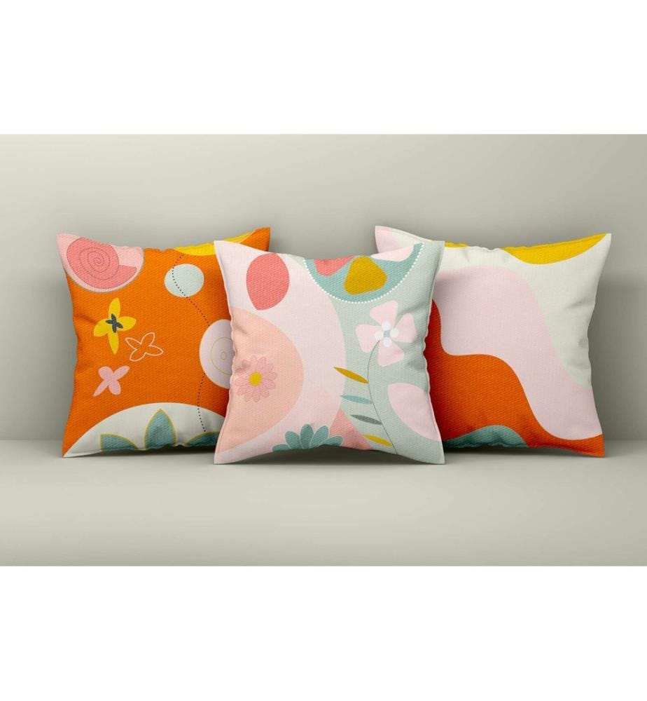 Ensemble de housses de coussin, 3 pièces, multicolore, 50 % COTON / 50 % POLYESTER