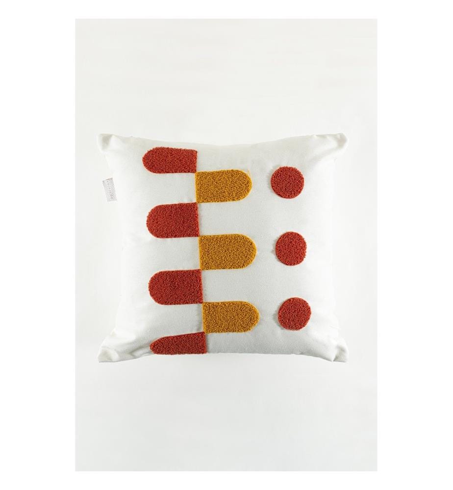 Coussin, moutarde, rouge tuile, 100 % LIN