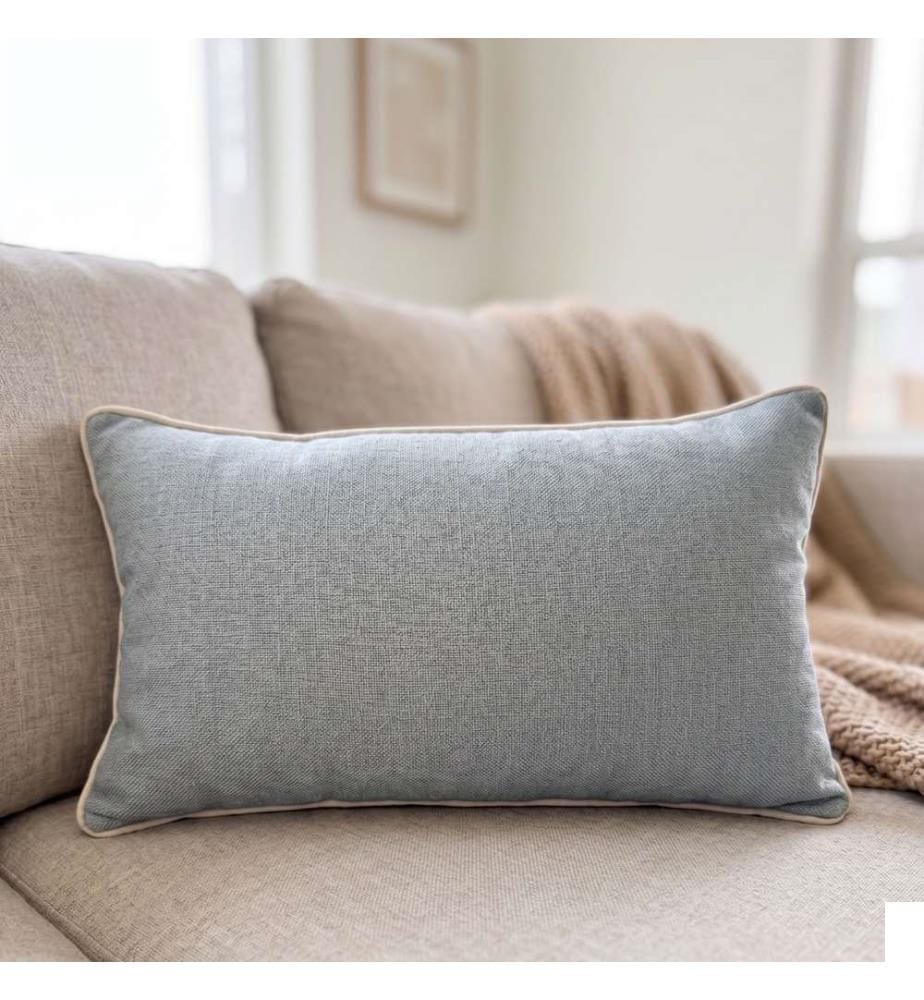 Ensemble de 2 housses de coussin, 100 % lin, bleu clair