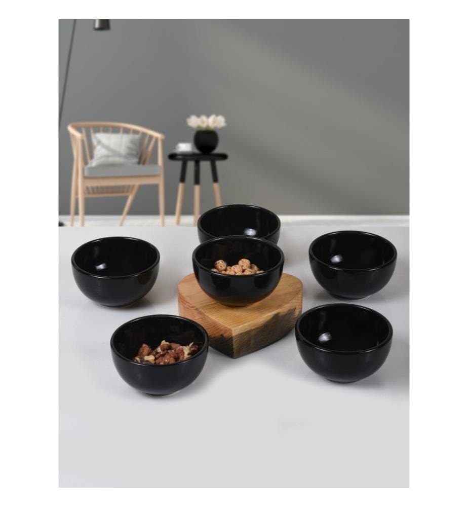 Set d'assiettes à sauce, noir, 100% céramique