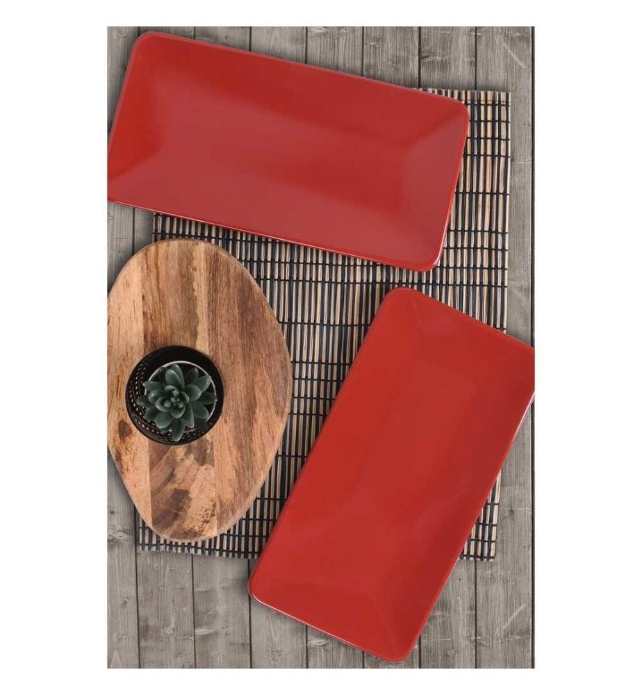 Plat, 2 pièces, rouge, céramique, n'absorbe pas l'eau