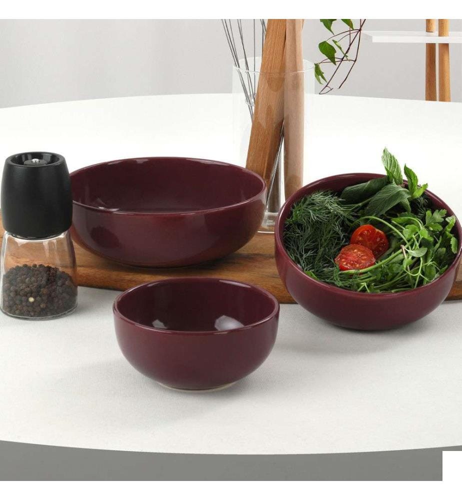 Set de bols, 3 pièces, Damson, céramique, n'absorbe pas l'eau