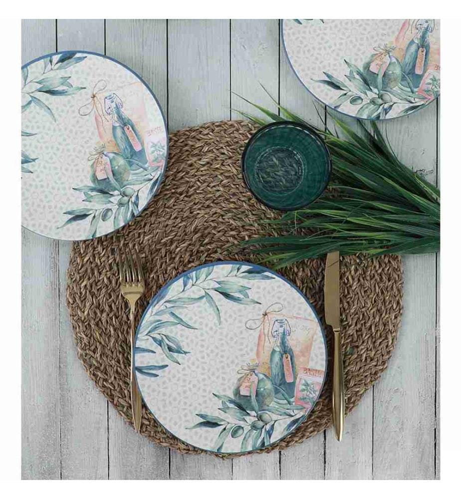 Set d'assiettes à dessert, 6 pièces, multicolore, céramique, n'absorbe pas l'eau