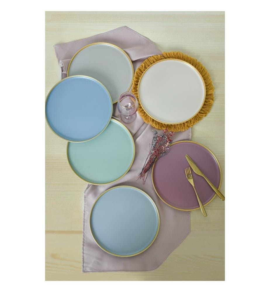 Set d'assiettes de service, 6 pièces, or, 100% céramique, antibactérien