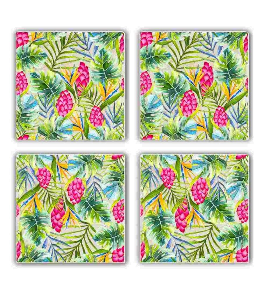 Tapis de verre, 4 pièces, multicolore, pierre naturelle