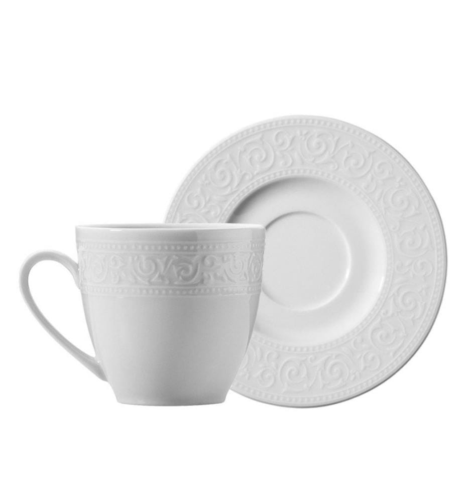 Set de tasses à café, 12 pièces, blanc, porcelaine