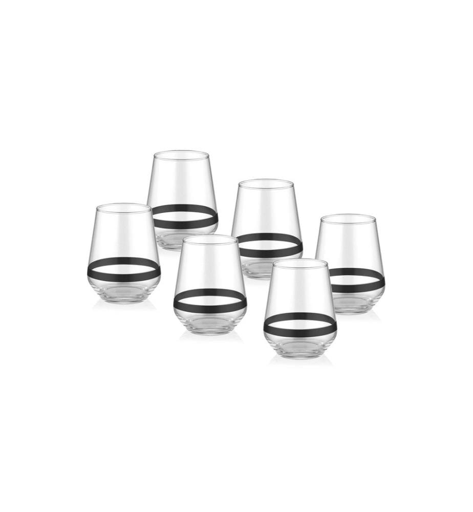 Set de verres, 6 pièces, noir, verre
