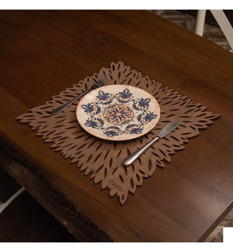 Set de tapis de table, 4 pièces, Wenge, 100% bois, fait main