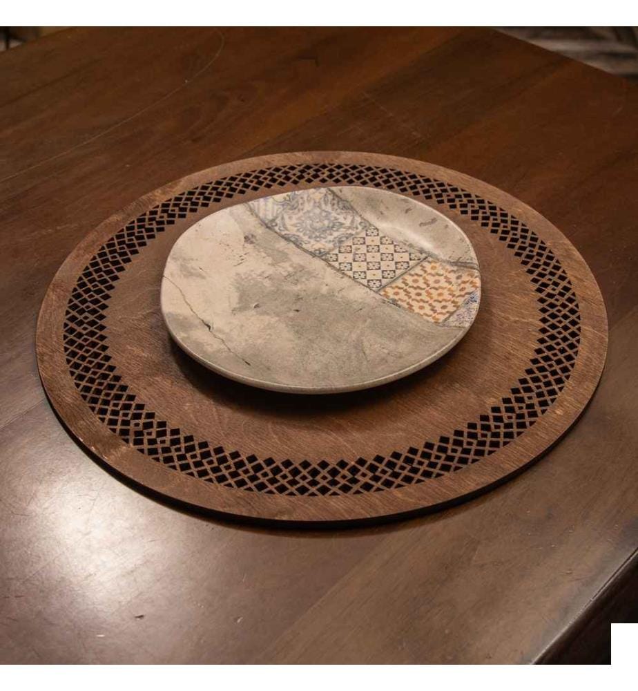 Set de tapis de table, 4 pièces, Wenge, 100% bois, fait main