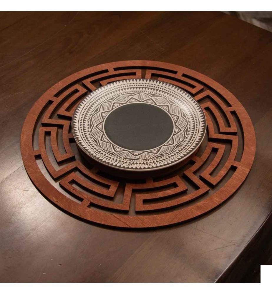Set de tapis de table, 6 pièces, Rose, 100% bois, fait main