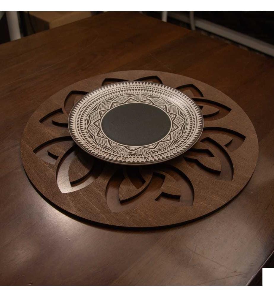 Set de tapis de table, 6 pièces, Wenge, 100% bois, fait main