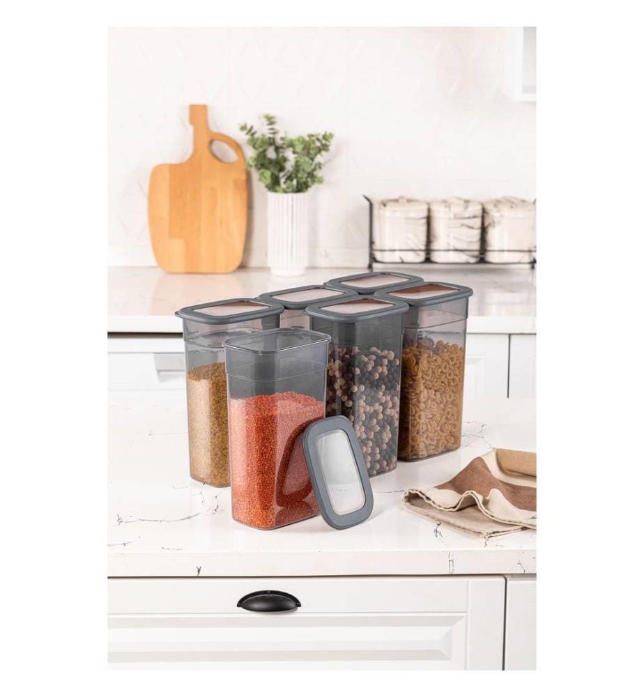 Boîte de rangement, 6 pièces, anthracite, plastique, sans Bpa