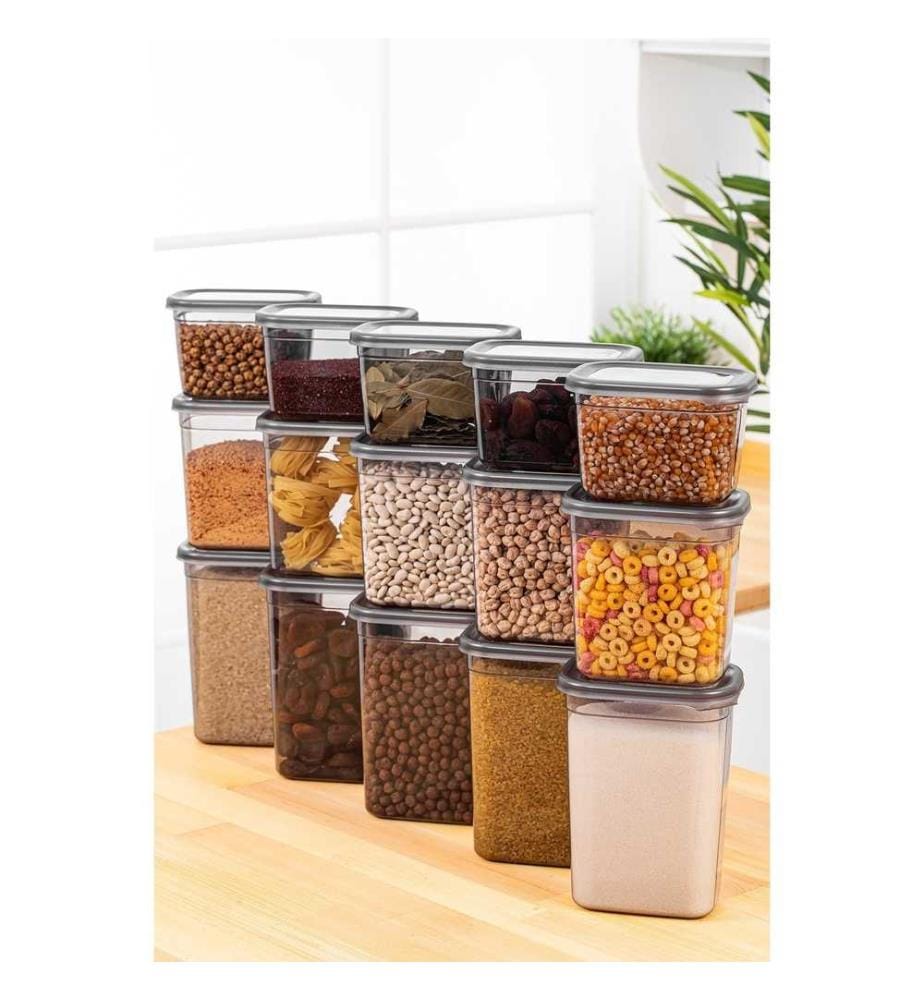 Boîte de rangement, 15 pièces, , Anthracite, 100% plastique