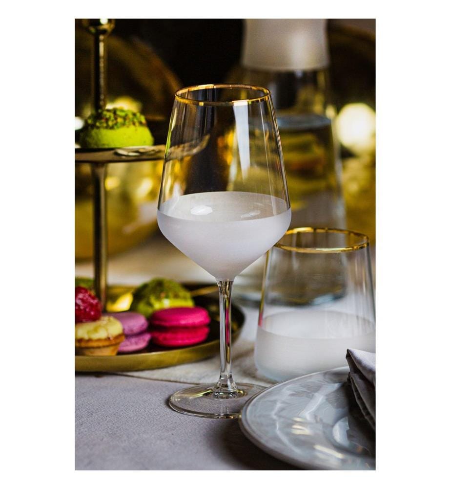 Ensemble de verres à vin, 4 pièces, doré, transparent, 100 % VERRE