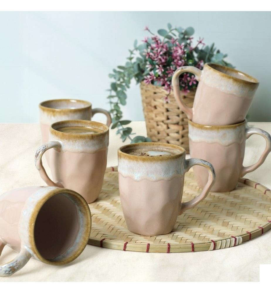 Set de 6 mugs, Poudre, 100% Ceramic, Antibactérien