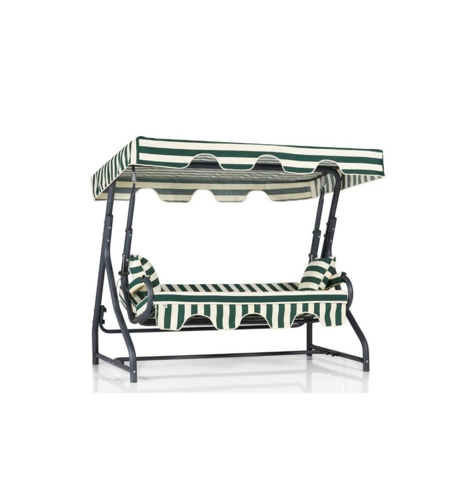 Chaise balançoire triple de jardin, multicolore, structure en métal, tissu polyester