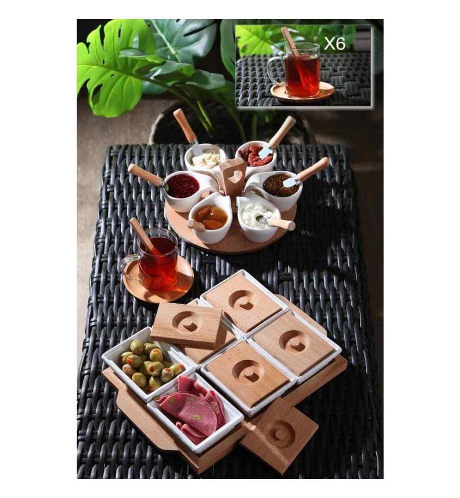 Set de petit-déjeuner, 44 pièces, multicolore, verre borosilicaté, résistant à la chaleur et à la flamme